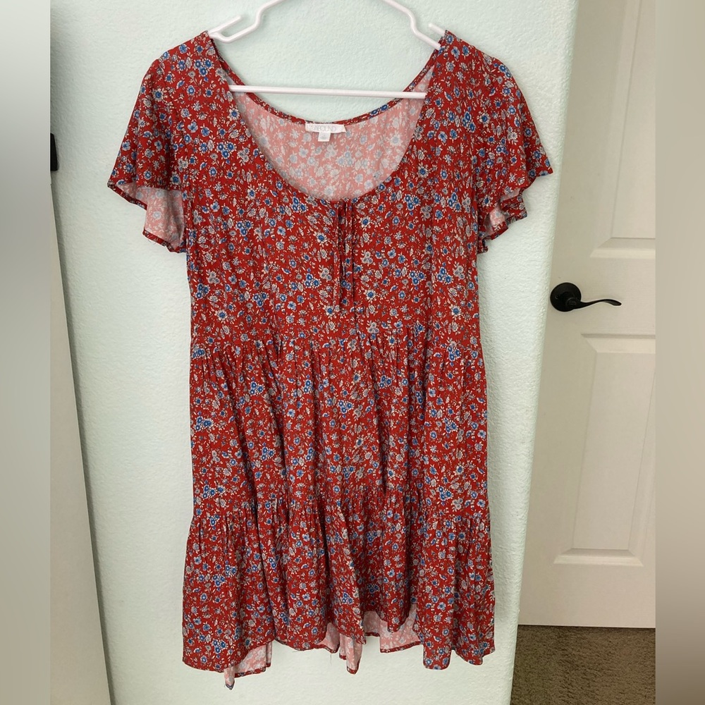 Abound Floral Babydoll Red Dress